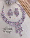 2170 AD Party Wear Designer Diamond Silver Necklace Set Wholesale Online
